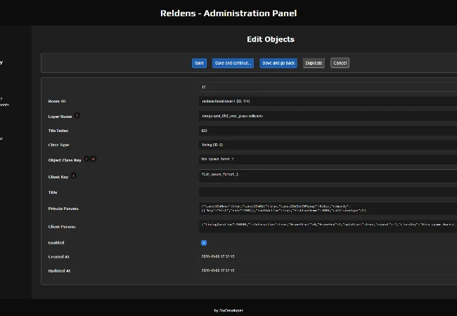 Admin Panel - Fishing spot object with the timing class type