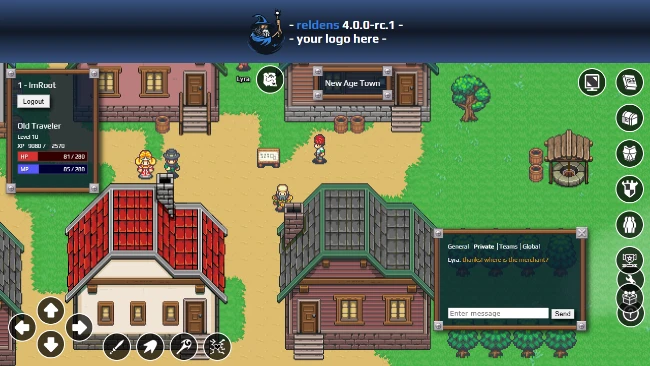 Reldens - Private tab of the chat box