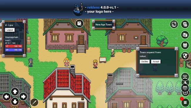 Reldens - Team request dialog of the invited player