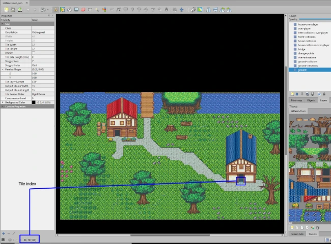 Reldens - Tiled Map Editor, tile column and row